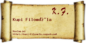 Kupi Filoméla névjegykártya